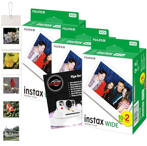 Película Fujifilm Instax Wide 60 fotos con álbum de pared y tarjeta de consejos para fotografía