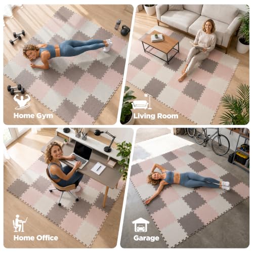 Image of AIRHOP 18 PCS Gym Floor Mat, EVA Foam Puzzle Gym Mat, High-Density Interlocking Foam Floor Tiles for Home Gym, Play Workout Garage Kitchen Flooring 12.6 inchx12.6 inchx0.4 inch