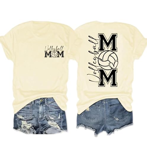 T-shirt de volleyball Mom pour femme - Chemises de volleyball - Chemise graphique pour jour de match, abricot, XX-Large
