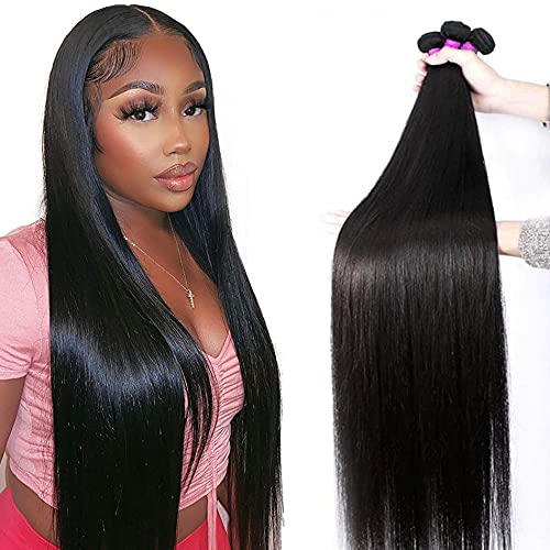 Mariska 10A Straight Human Hair Bundles Virgin Brazilian Hair Straight Bundles 100% Unprocessed Human Hair 3 Bundles for Black Women (22/24/26Inch, straight)
