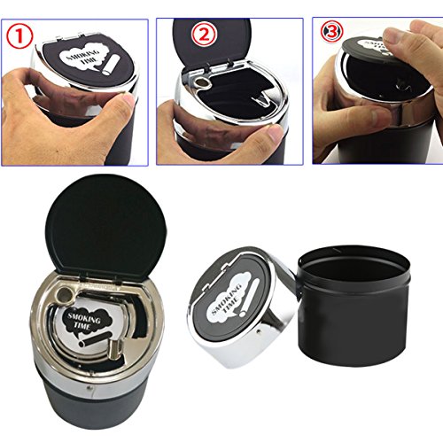 Coralpearl Smokeless Metal Steel Ashtrays For Cigarettes Cigars With Covered Stainless Push Lid Portable Windproof Ash Tray Bucket Big Small Set For Home Tabletop,Patio,Sand,Car,Auto,Outdoors,Indoors #TOP3