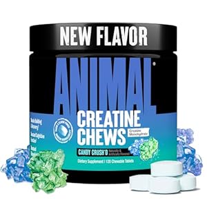 Animal Creatine Chews – Enhanced Creatine Monohydrate Chewable Tablets with AstraGin & Sea Salt, Max Absorption Pre Post-Workout, Lean Muscle Growth, Strength & Recovery, New Flavor Candy Crush’d