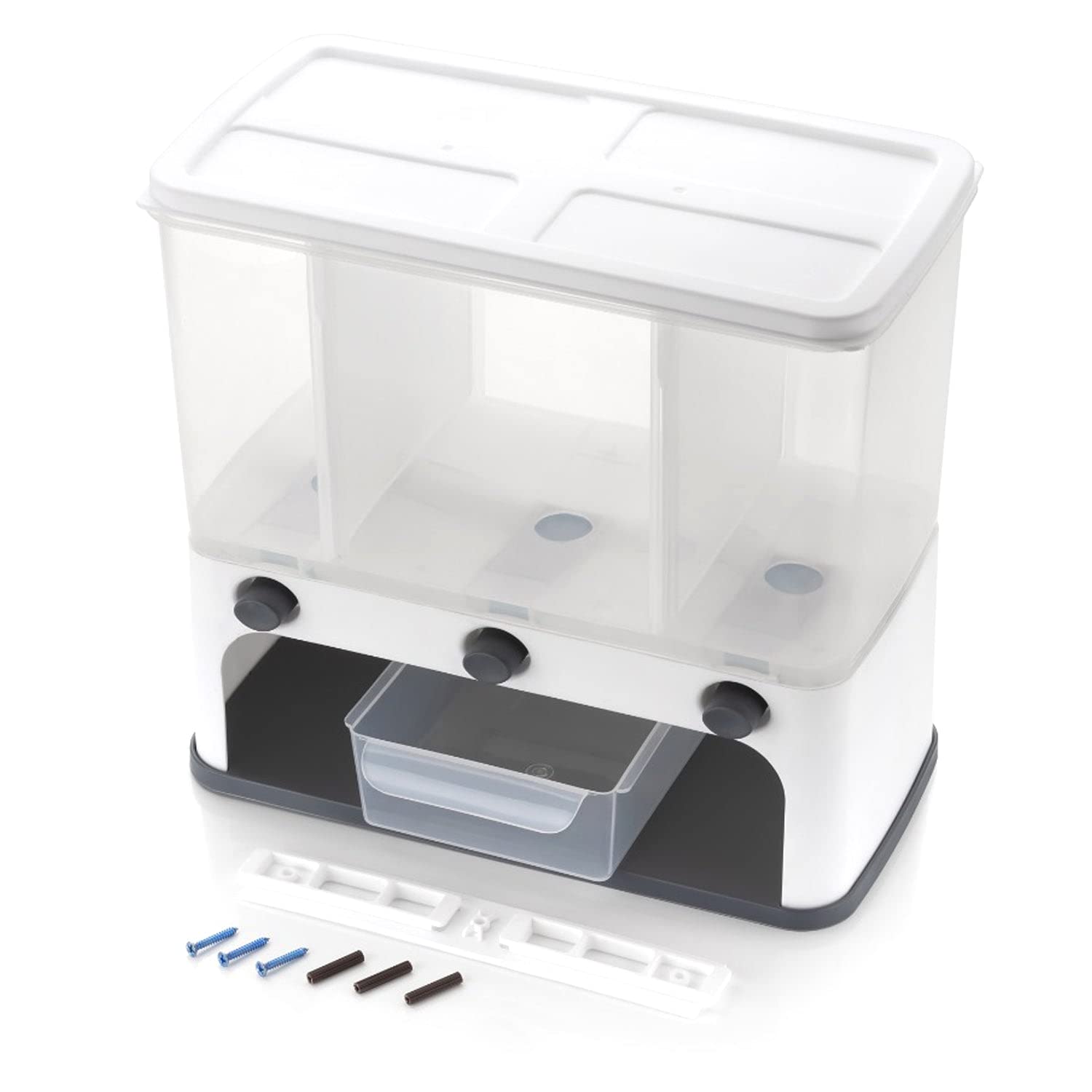 JJ HeavenBliss EASY FLOW CEREAL DISPENSER FOR KITCHEN 3 IN 1 PUSH BUTTON WALL MOUNT CONTAINER