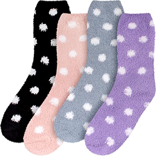 Image of BambooMN Women's Super Soft Fuzzy Socks, Polka Dot, Gradient, Snowflake, Featherlight Cuff - Assorted Colors