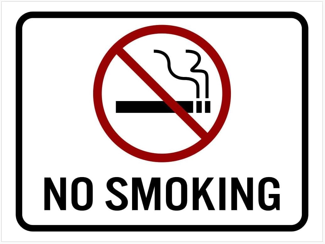 No Smoking Public Area Rust Free Aluminum Tin Sign - Warning Decor with Pre-Drilled Holes for Indoor-Outdoor Park, Mall, Community Center - 8x12 Inch​
