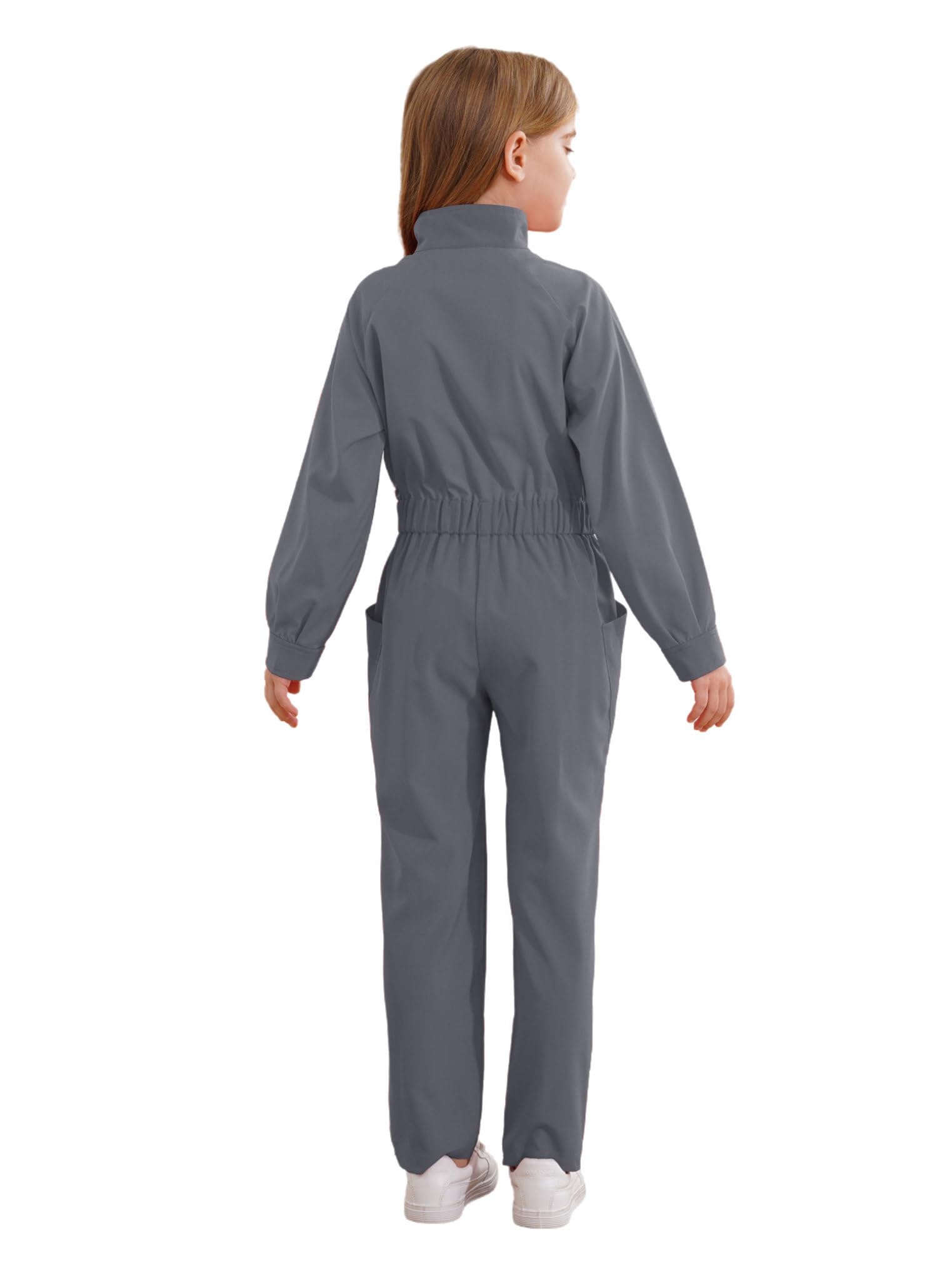 Freebily Mono De Manga Larga Liso con Cremallera para Niñas Pantalones con Peto De Trabajo Overoles Holgados De Verano con Bolsillos