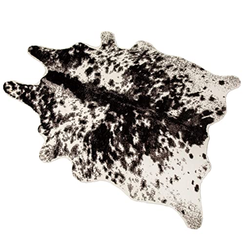 Mustmat Faux Cowhide Rug Black And White Cow Print Area Rug Large Animal Hide Carpet Western Decor 5.2Ft X 6.6Ft #TOP4