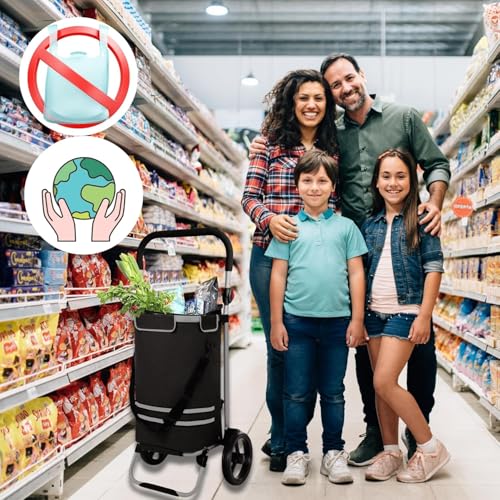 DIVID® Einkaufstrolley mit integrierter Sackkarre, 56LFassungsvermögen bis zu 50Kg belastbar,Klappbar (Schwarz) – Bild 7