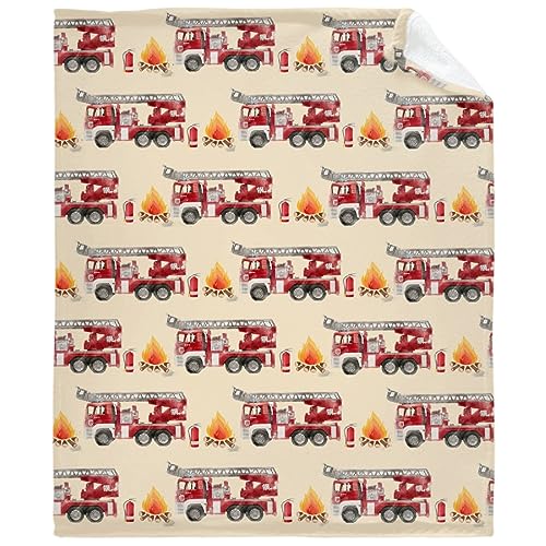 Image of Fire Truck Fireman Blanket Gifts Super Soft Fleece Throw Blankets Cozy Flannel Air Conditioning Blanket Blanket for Couch Bed 50x40 in for Kid