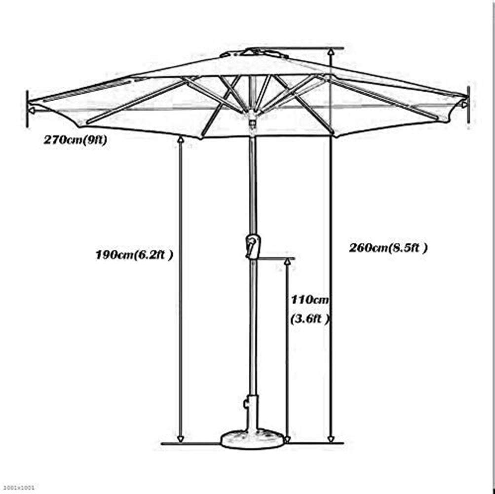 Parasols de jardin d'extérieur Parasol extérieur pour plage/piscine/terrasse/café, parasol de jardin rouge de 2,7 m avec manivelle et inclinaison, 8 baleines en acier robustes good