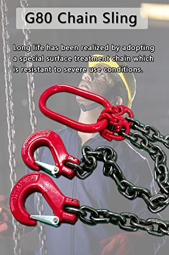 Chain Sling 2/5Inch X 5 Ft 4410Lb Double Leg With Sling Hooks And Adjusters Grade 80Alloy Steel Engine Chain Hoist Lifts【2 Ton】 #TOP4