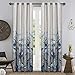 MYSKY HOME Floral Design Print Grommet top Thermal Insulated Faux Linen Room Darkening Curtains, 52 x 84 Inch, Purple, 1 Panel