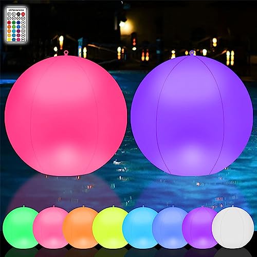 AVCXEC Solares Luces Flotantes para Piscina, 2PCS 34 cm Solares Luz de Piscina LED Luz de Spa, 16 Cambios de Color Luz Piscina Flotante Solares, IP68 Impermeable Solares Luces Flotantes Piscina