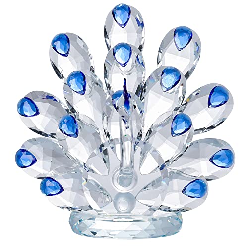 Movdyka Crystal Blue Peacock Figurine Gifts for Women Handmade Glass Art Collectible Animal for Home Decor Cute 4.5" Peacock Ornament for Kids - Image 2