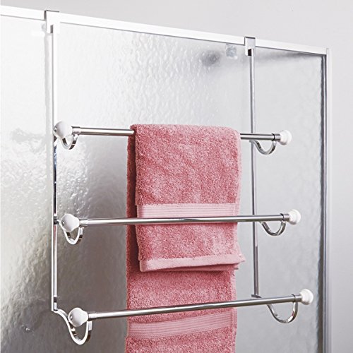 image for InterDesign iDesign York Metal Over the Shower Door Towel Rack, Hooks 