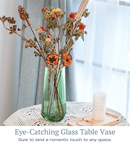 Luxspire Glass Vase, Ins Style Gold Tone Mouth Crystal Clear Floral Flower Plant Decorative Container Vase for Home Office Desk Decoration, Ideal Gifts for Birthday Wedding Housewarming - Green - Afbeelding 4