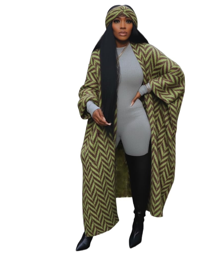 LROSEY Womens Long Cardigan Sweaters Cozy Fall Fuzzy Maxi Sweater Coats Batwing Sleeve Oversized Cardigans with Head Scarf