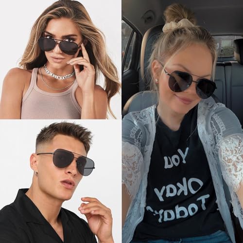 SDINM Trendy Aviator Sunglasses for Women Men Retro Oversized Metal Frame Pilot Sun Glasses Shades2