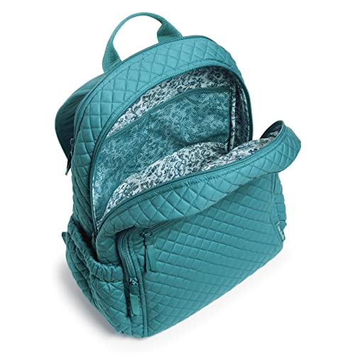 Image of Vera Bradley Women's Cotton Campus Backpack, Forever Green - Recycled Cotton, One Size