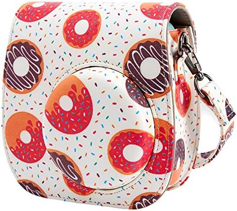 Camera Case for Fujifilm Instax Mini 9 Mini 8 Mini 8+ Instant Camera, Annle PU Leather Protective Case with Removable Strap (Blue Daisy A)