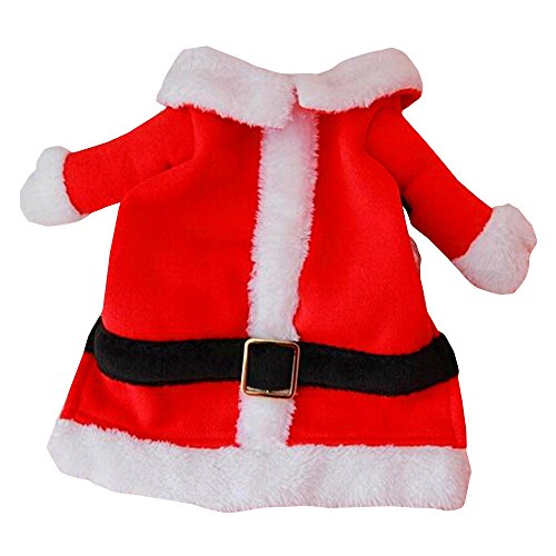 Bolbove Pet Christmas Santa Claus Suit Costume For Small Dogs Cats Jumpsuit Winter Coat Warm Clothes (Red, X-Small) #TOP6