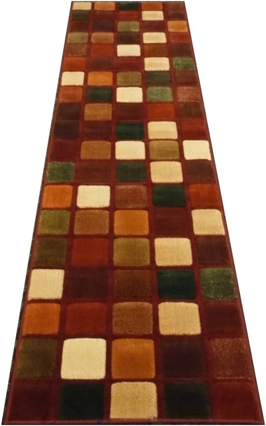 Modern Maroon Runner Rug 2 Ft. X 7 Ft. 2 In. # 556 Extacy