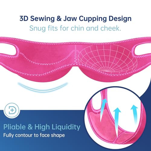 Image of Wisdom Teeth Ice Pack Head Wrap Jaw Face Ice Pack with 4 Gel Packs for Wisdom Teeth Removal Extraction Toothache Pain Relief Facial Oral Surgery TMJ Tonsillectomy Recovery (with Ear Hole-Rose Pink)