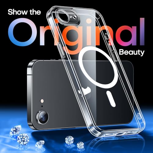 Image of CANSHN Magnetic for iPhone 17e / 16e Case Clear, Upgraded [Full Camera Protection] [Compatible with Magsafe] Non-Yellowing Protective Shockproof Bumper Phone Case - Clear
