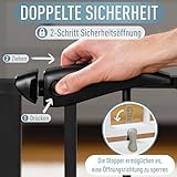 ib style Treppenschutzgitter Berrin - Türschutzgitter für Babys, Ohne Bohren, Hundegitter zum Klemmen, Schutzgitter für Babys, Schwarz, Breite: 130-140 cm