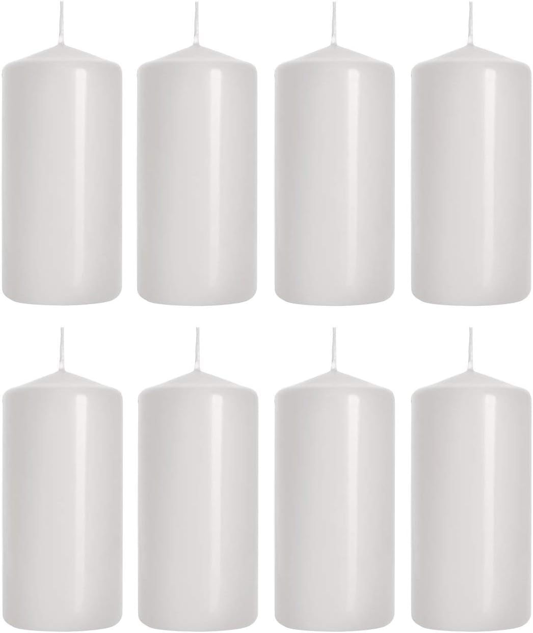 Pillar Candles, size 5 cm/10 cm, pack of 8, (White) Amazon.co.uk