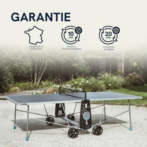 CORNILLEAU 100X Outdoor & Indoor Tischtennisplatte - Klappbar - Wetterfest - 4 mm Melaminharzplatte -Tischtennistisch für draußen - Turniermaße - Grau