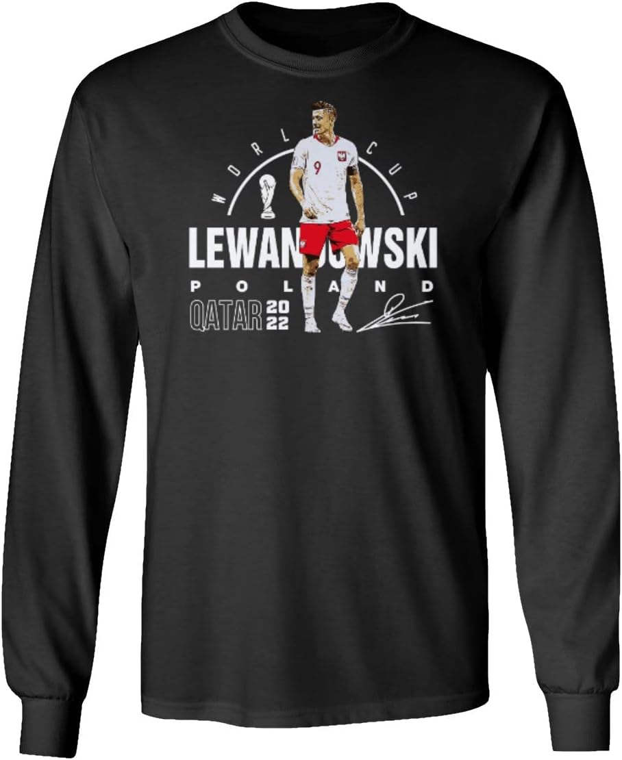 KING THREADS World Soccer 2022 Lewandowski 9 Poland Football Fans Long Sleeve T-Shirt