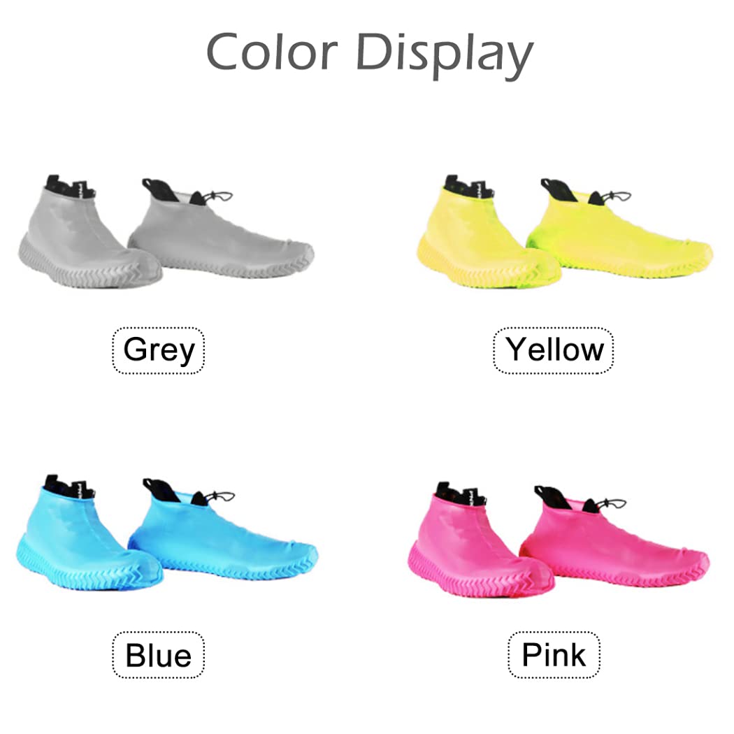ZHome Water-Proof Silicone Shoe Covers, Reusable Foldable Not-Slip Rain Shoe Covers,Shoe Protectors Overshoes Rain Galoshes for Kids,Men and Women Blue S(8.2in)