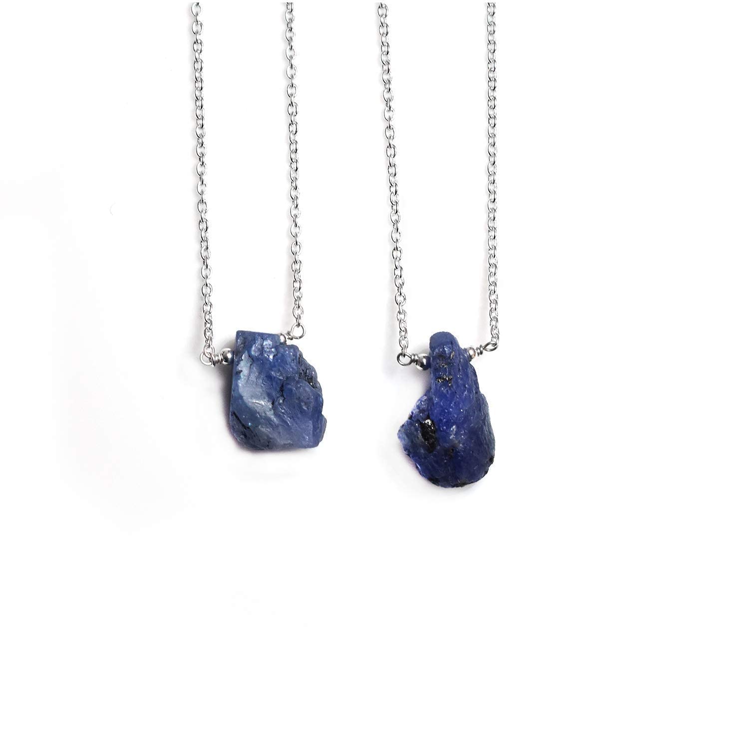 Gempires Natural Raw Tanzanite Pendant Necklace December Birthstone Rough Crystal Handmade Jewelry with 16 + 2 inch Silver Plated Adjustable Chain