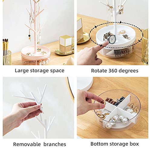 image for Half Room Branch Jewelry Rack With Rotatable Base and Storage Box Tree