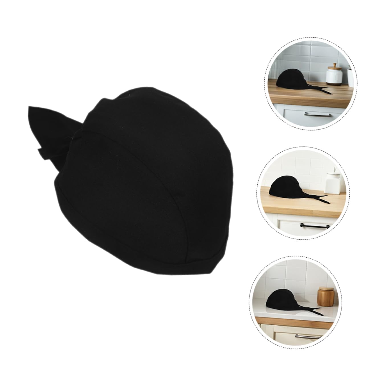 iplusmile 12 Gorros de Chef Negros de Algodón para Servicio de Alimentos | Lazo Trasero, Uso Unisex, para Cocina y Restaurante, Talla Única, Estilo Profesional