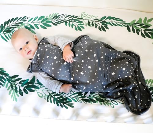 Image of Woolino 4 Season Ultimate Baby Sleep Sack - Merino Wool Baby Sleep Bag, Organic Cotton, Temperature Regulating Wearable Blanket, Adjustable Sleep Sack 2-24 Months, All Season - Star Gray