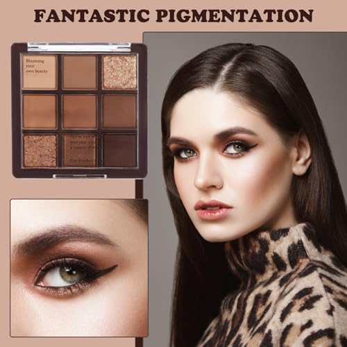 wimony 9 Color Chocolate Eyeshadow Palette, Brown Eyeshadow Palette, Waterproof Long-Lasting Matte and Shimmer Eyeshadow Palette for Women, Soft and No Clumping Eyeshadow Palette - Image 3