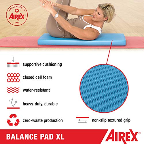 Airex Balance Pad - Exercise Foam Pad Physical Therapy, Workout, Plank, Yoga, Stretching, Standing Desk Balancing Stability Mat, Kneeling Cushion, Mobility Strength Trainer Knee, Ankle - XLarge, Blue