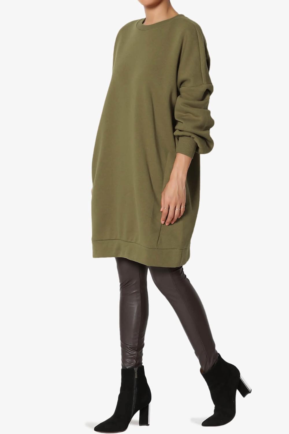 TheMogan Women's S~3X Casual Oversized Fleece Sweatshirts Loose Pullover Tunic Mini Dress - Image 6