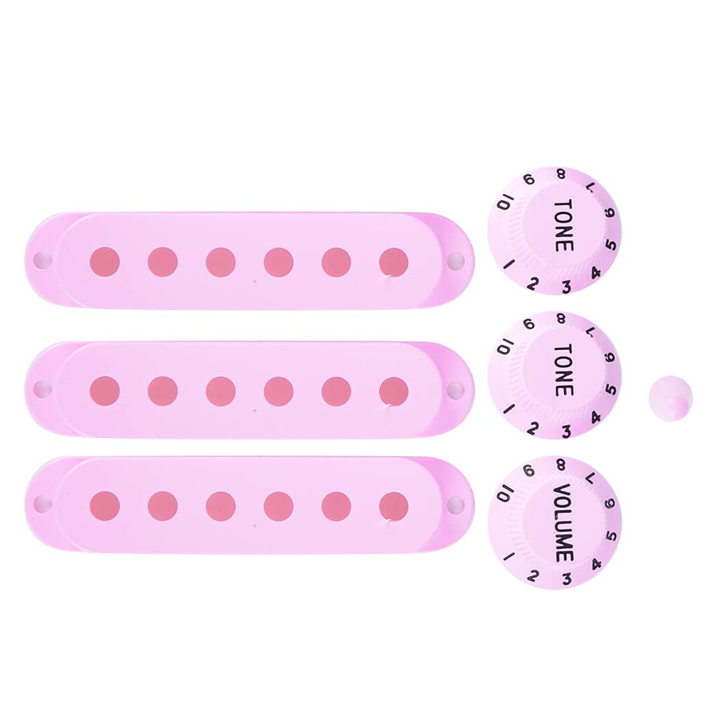 Agatige Guitar Pickup Cover Knobs Switch Tip Holder Volume Knobs Set ST Guitar Electric Fender Guitar Pickup Parts (Pink)