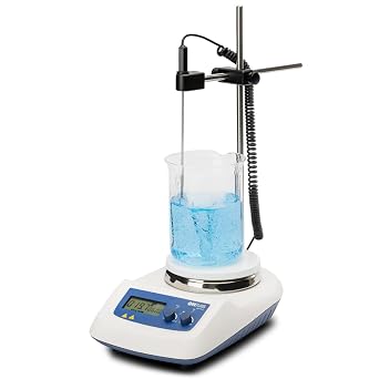 ONiLAB 5 inch LCD Digital Hotplate Magnetic Stirrer Hot Plate with Ceramic Coated Lab Hotplate 340C Stir Plate, Magnetic Mixer 20L Stirring Capacity 100-1500rpm, Stirring Bar Included, White/Dark Blue
