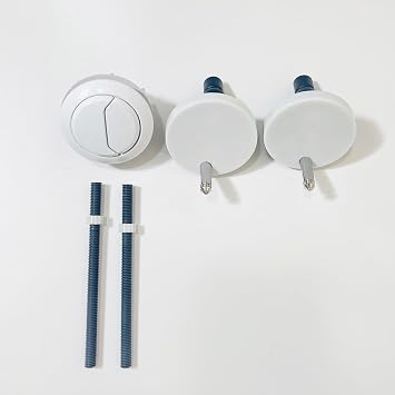 WS001 Toilet Tank Push Round Button Top Dual Flush and Seat Hinge Bolt Screw Glossy White