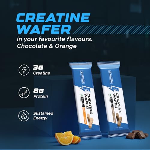 Image of Wellcore - Creatine Wafer Bar | Chocolate Flavour (Pack of 10) | No Added Sugar | 3g Creatine Monohydrate | 8g Protein | For Increased Muscle Growth & Recovery | 100% Vegetarian