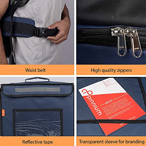 Image of Polyester Maxim Insulated Water Stain Repellent Modern Food Pizza Courier Delivery Bag 45 Litres 14X14X14 Inches (Large, Navy Blue)
