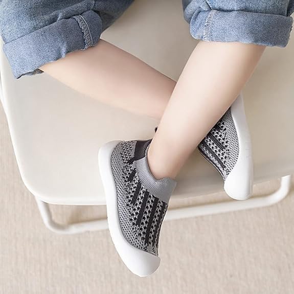 Image of TS WITH TECHSUN Lightweight Baby Boy Girl Soft Soles Shoes, Knitted Breathable Slip-On Mesh Summer Casual Sneakers Floor Socks, Toddler Walking Shoes Infant First Running Kids Shoes