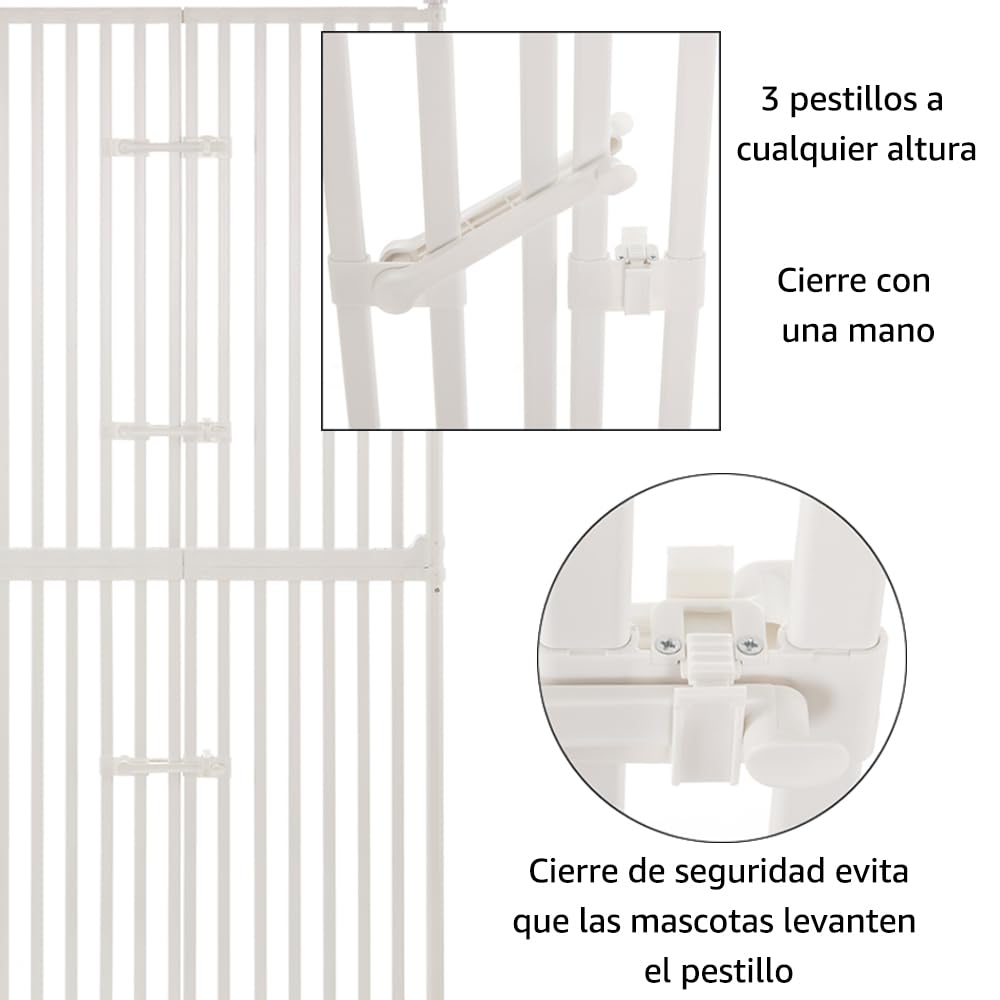 unipaws Puerta para gatos extra alta de 74 pulgadas con cerraduras, espaciado estrecho de barras, montaje a presión de 1,83 a 2,44 metros, puerta para mascotas ajustable, puerta para gatos de interior