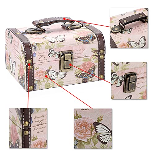 Elldoo Decorative Treasure Chest Box, Wooden + Pu Leather Storage Box For Jewelry Trinkets, Keepsakes Box For Girls Women Gifts (Butterfly Pattern, Small) #TOP7