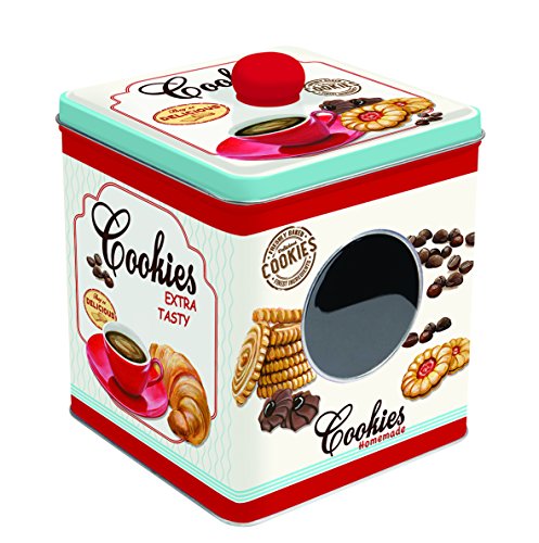 R2S 092CKIE Boîte Métal Cookies, Multicolore, 13,5x13,5x17 cm