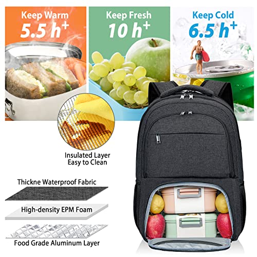 Lunch Backpack, Insulated Cooler Lunch Bag Backpack, Large School Backpacks for Teen Boys Water Resistant Back Pack Gift for Men Fit 17 Inch Laptop, by BIKROD - Image 5